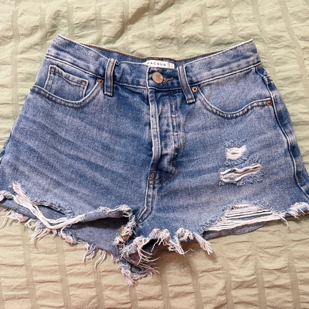 PacSun Light Blue Ripped Jean Shorts